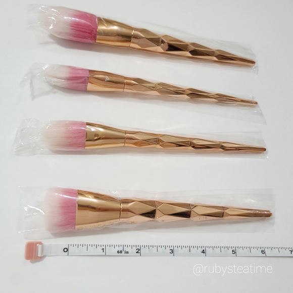 🦄 Unicorn Makeup Brush Set, Rosegold Handles, Pink & White, New in Orig Wrapper - Picture 5 of 5